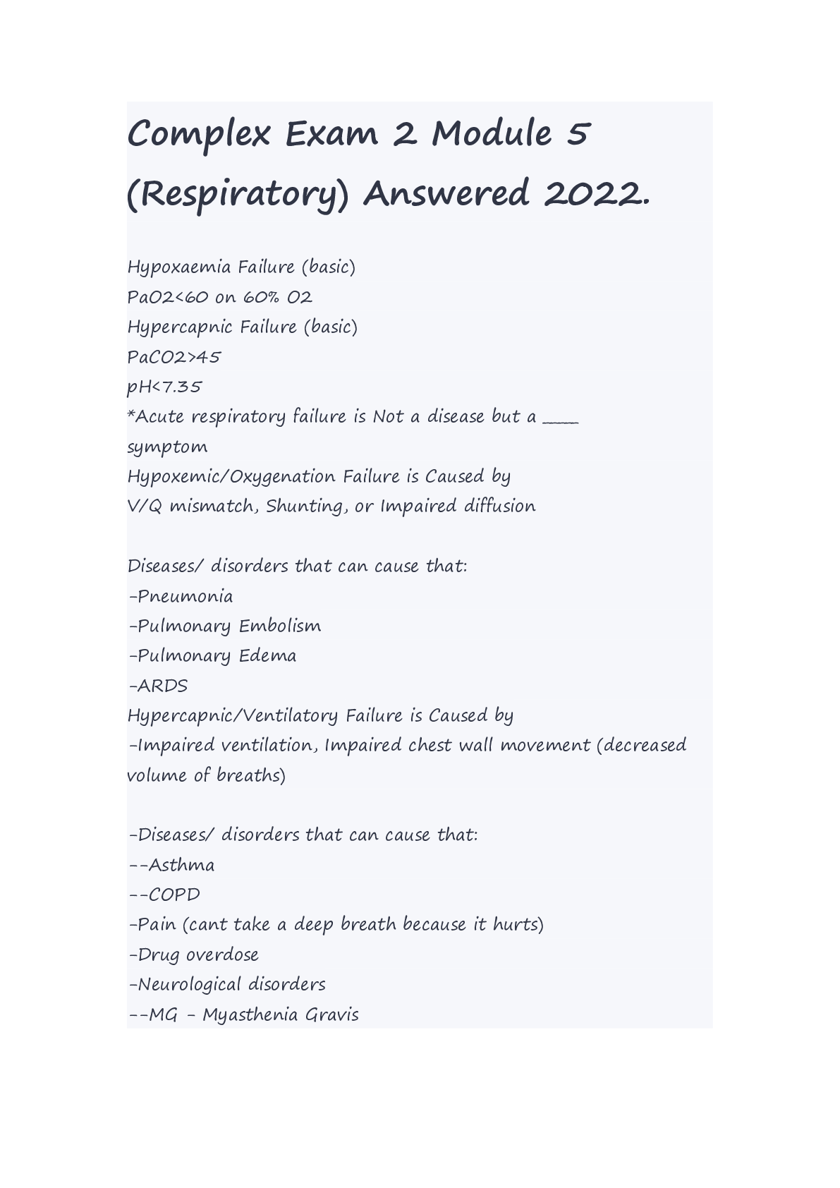 Preview image for Complex Exam 2 Module 5 (Respiratory) Answered 2022.
